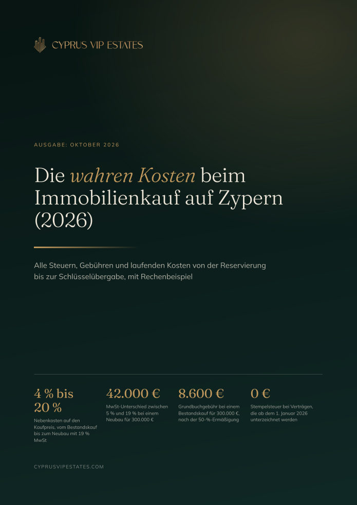 Die wahren Kosten beim Immobilienkauf auf Zypern (2026)