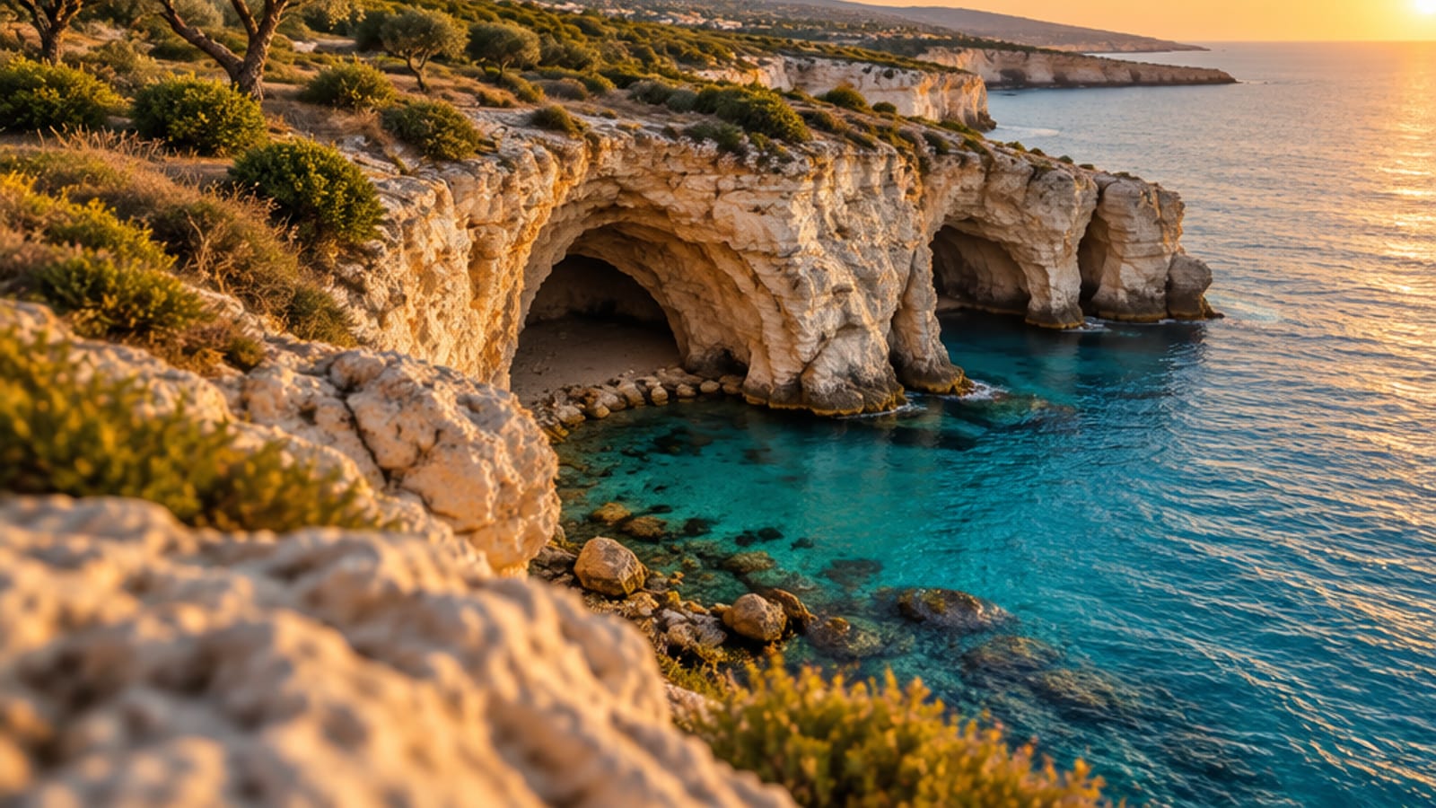 Wapienne Sea Caves i ukryta zatoczka na wybrzeżu Peyia w pobliżu Coral Bay